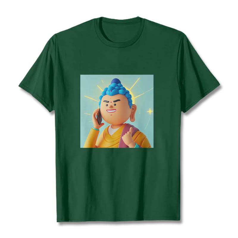 Buddha Stones Funny Cartoon Buddha Tee T-shirt - ForestGreen - 2XL - image 2