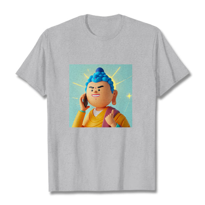 Buddha Stones Funny Cartoon Buddha Tee T-shirt - LightGrey - 2XL - image 19