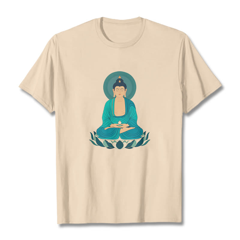 Buddha Stones Lotus Meditation Buddha Tee T-shirt - Bisque - 2XL - image 1
