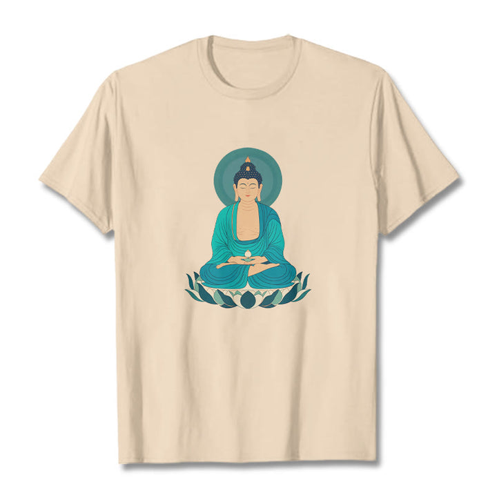 Buddha Stones Lotus Meditation Buddha Tee T-shirt - Bisque - 2XL - image 1