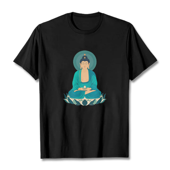 Buddha Stones Lotus Meditation Buddha Tee T-shirt - Black - 2XL - image 9