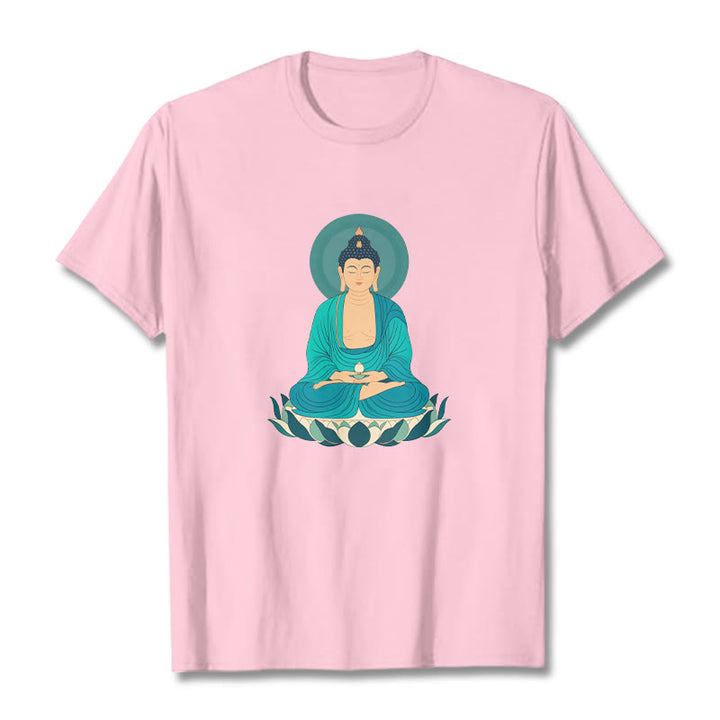 Buddha Stones Lotus Meditation Buddha Tee T-shirt - LightPink - 2XL - image 13