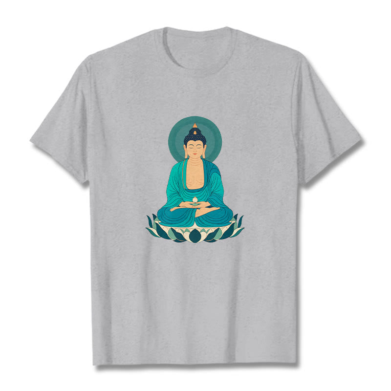 Buddha Stones Lotus Meditation Buddha Tee T-shirt - LightGrey - 2XL - image 19