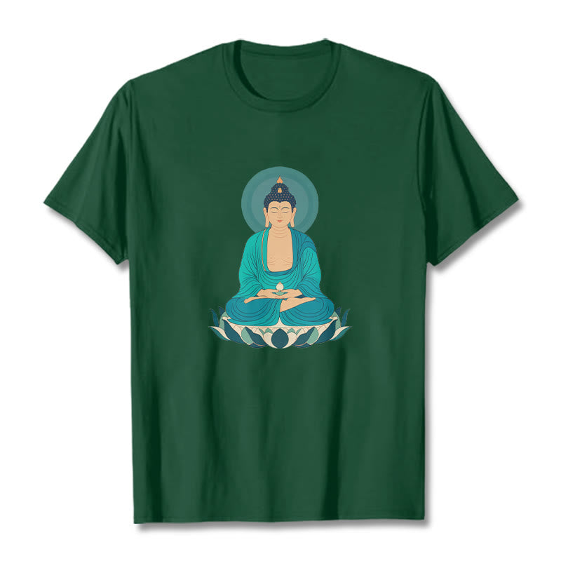 Buddha Stones Lotus Meditation Buddha Tee T-shirt - ForestGreen - 2XL - image 3