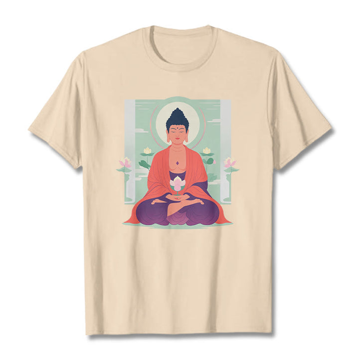 Buddha Stones Lotus Meditation Buddha Tee T-shirt - Bisque - 2XL - image 17