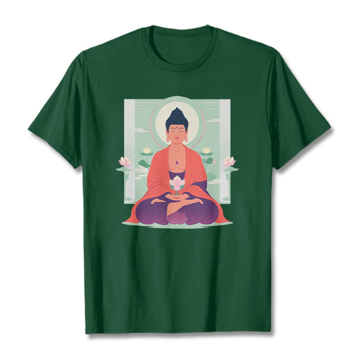Buddha Stones Lotus Meditation Buddha Tee T-shirt - ForestGreen - 2XL - image 4