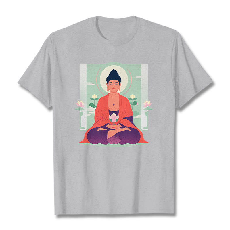 Buddha Stones Lotus Meditation Buddha Tee T-shirt - LightGrey - 2XL - image 19