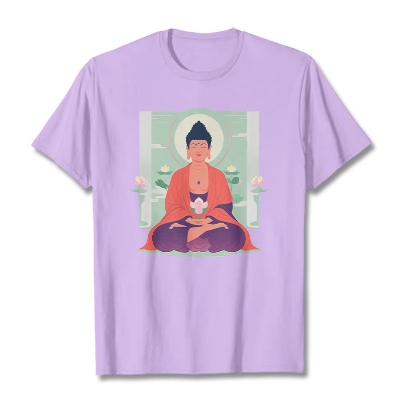 Buddha Stones Lotus Meditation Buddha Tee T-shirt - Plum - 2XL - image 13