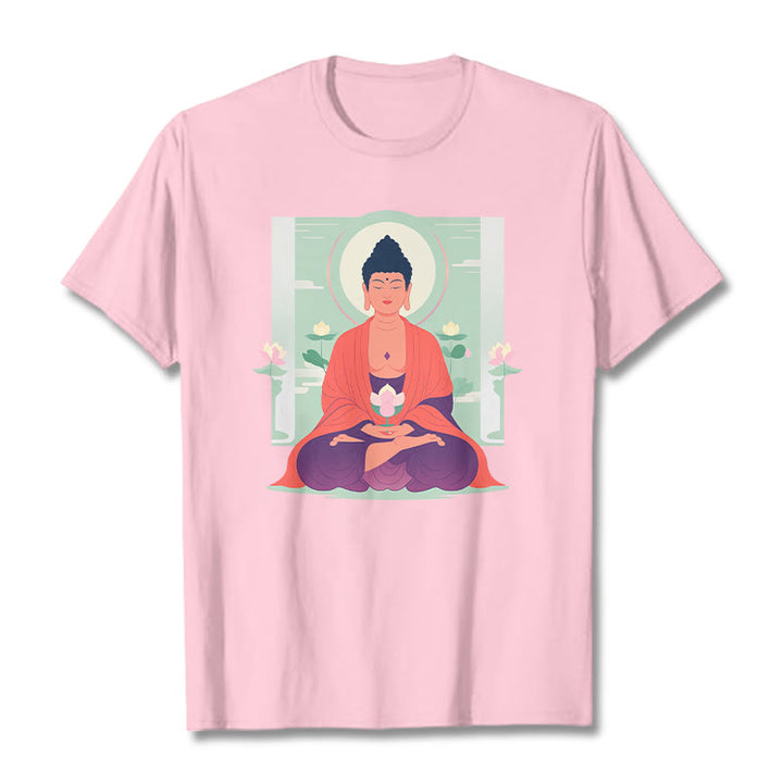 Buddha Stones Lotus Meditation Buddha Tee T-shirt - LightPink - 2XL - image 11