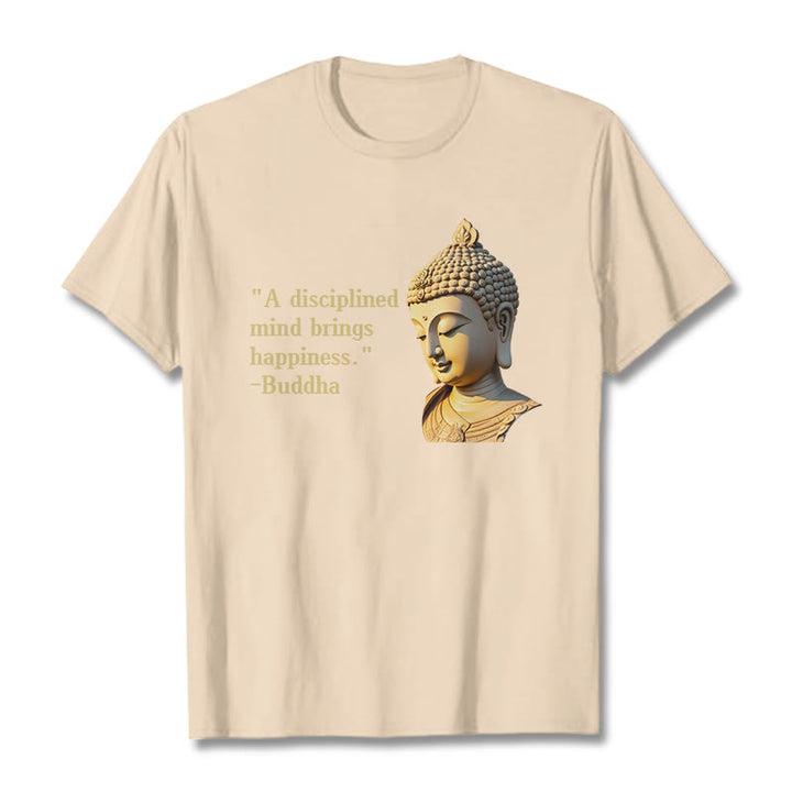Buddha Stones A Disciplined Mind Brings Happiness Buddha Tee T-shirt - Bisque - 2XL - image 17