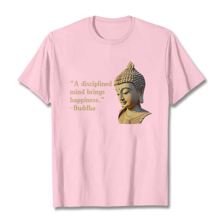 Buddha Stones A Disciplined Mind Brings Happiness Buddha Tee T-shirt - LightPink - 2XL - image 11