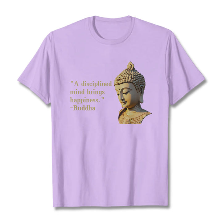 Buddha Stones A Disciplined Mind Brings Happiness Buddha Tee T-shirt - Plum - 2XL - image 13