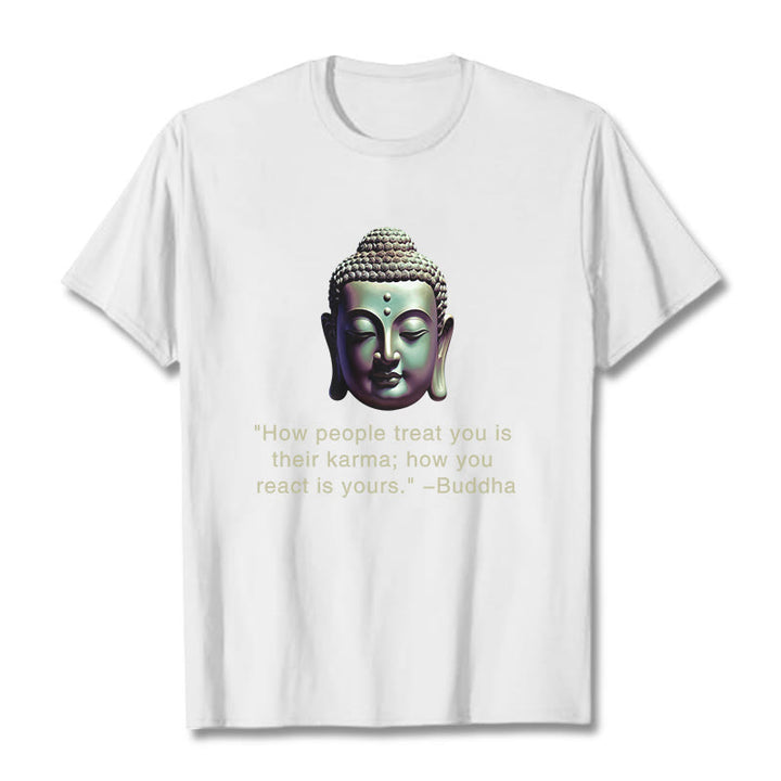 Buddha Stones How People Treat You Is Their Karma Buddha Tee T-shirt - White - 2XL - image 5