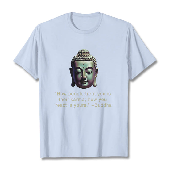 Buddha Stones How People Treat You Is Their Karma Buddha Tee T-shirt - LightCyan - 2XL - image 8