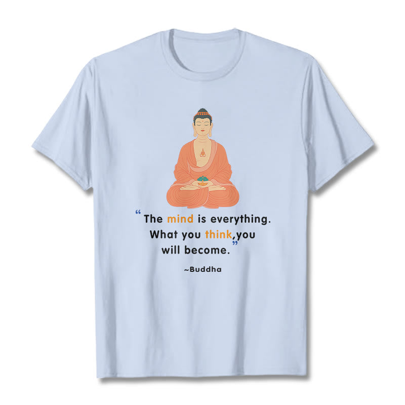 Buddha Stones The Mind Is Everything Meditation Buddha Tee T-shirt - LightCyan - 2XL - image 10