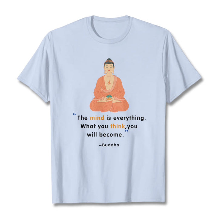 Buddha Stones The Mind Is Everything Meditation Buddha Tee T-shirt - LightCyan - 2XL - image 10