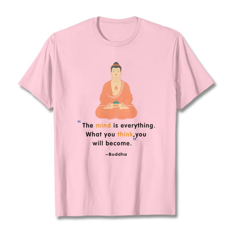 Buddha Stones The Mind Is Everything Meditation Buddha Tee T-shirt - LightPink - 2XL - image 4