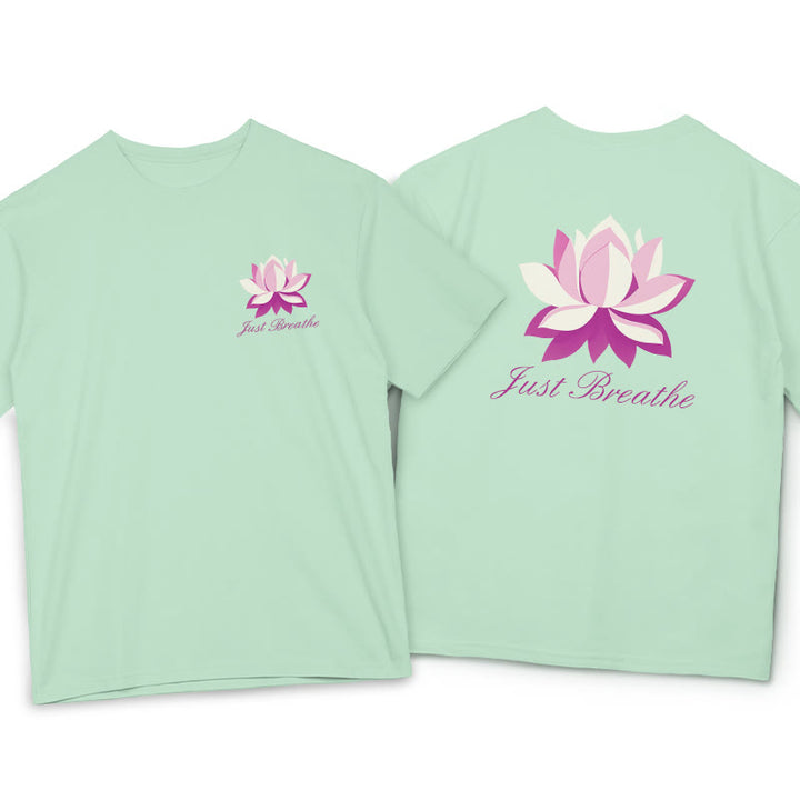 Buddha Stones Lotus Just Breathe Tee T-shirt - PaleGreen - 2XL - image 3