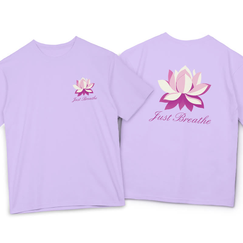 Buddha Stones Lotus Just Breathe Tee T-shirt - Plum - 2XL - image 1