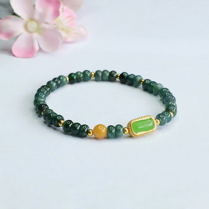 Buddha Stones Natural Green Jade Topaz Luck Bracelet