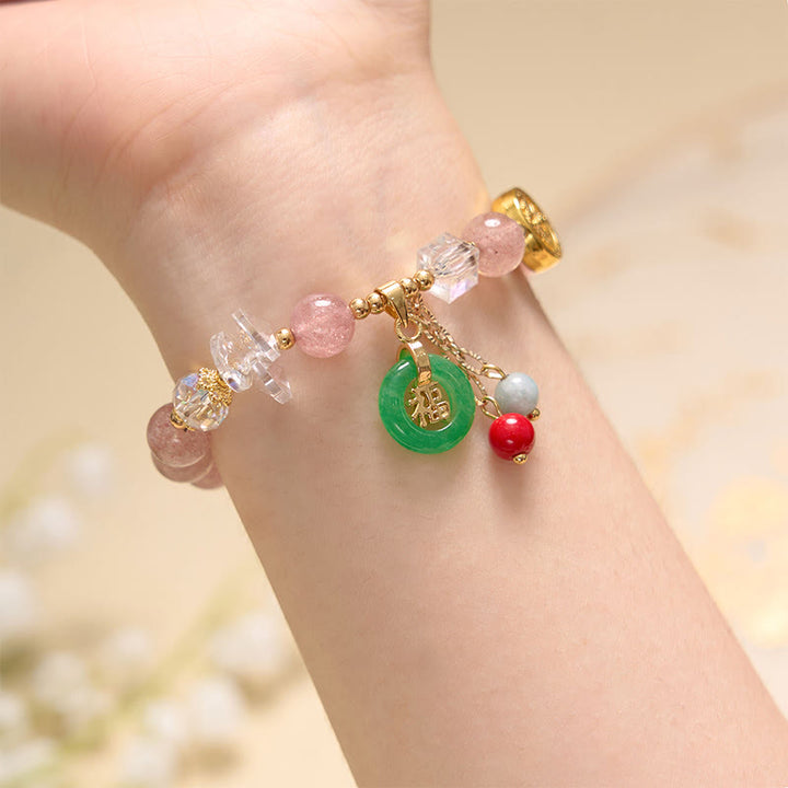 Buddha Stones Attracting Love and Protection Pink Bracelet Bangle Bundle