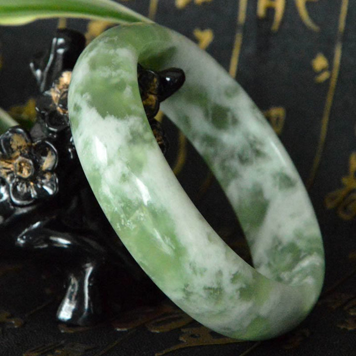 Buddha Stones Natural Jade Luck Prosperity Bracelet Bangle - image 2