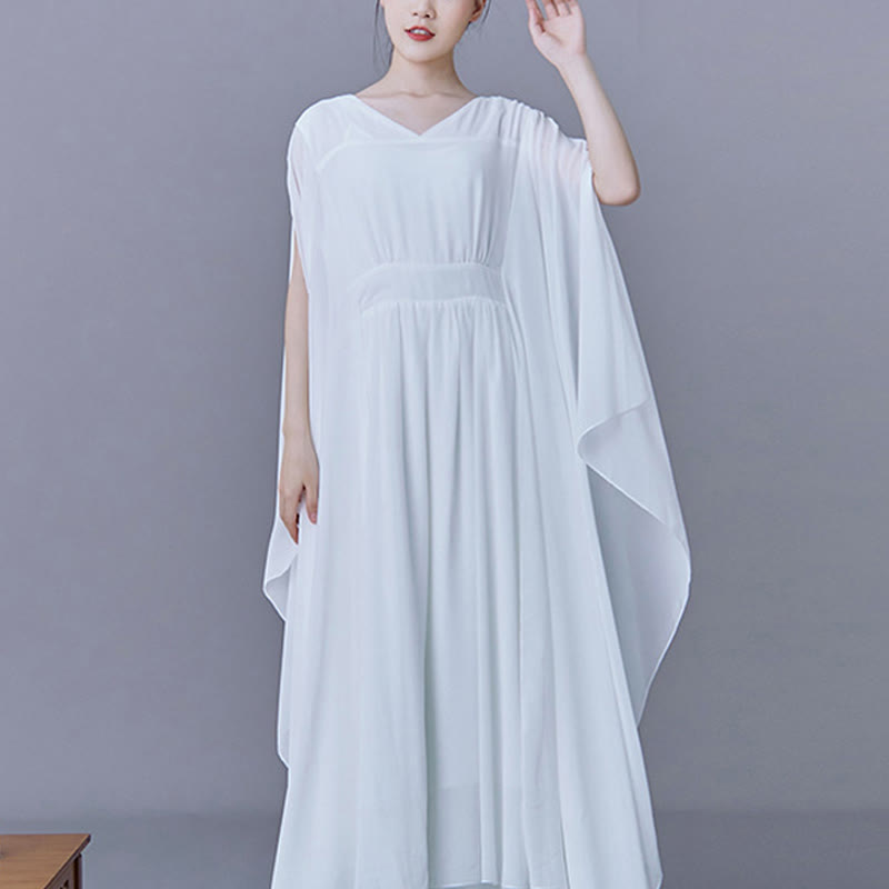 Buddha Stones 2Pcs Plain Midi Dress Skirt Chiffon Dance Zen Clothing Women's Set