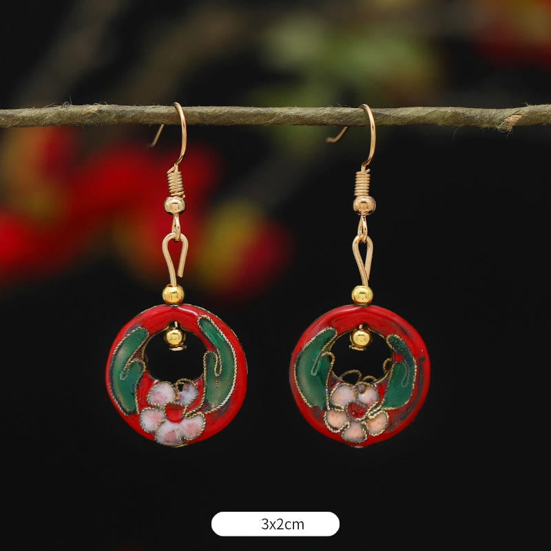 Buddha Stones Lotus Butterfly Flower Alloy Copper Enlightenment Drop Earrings