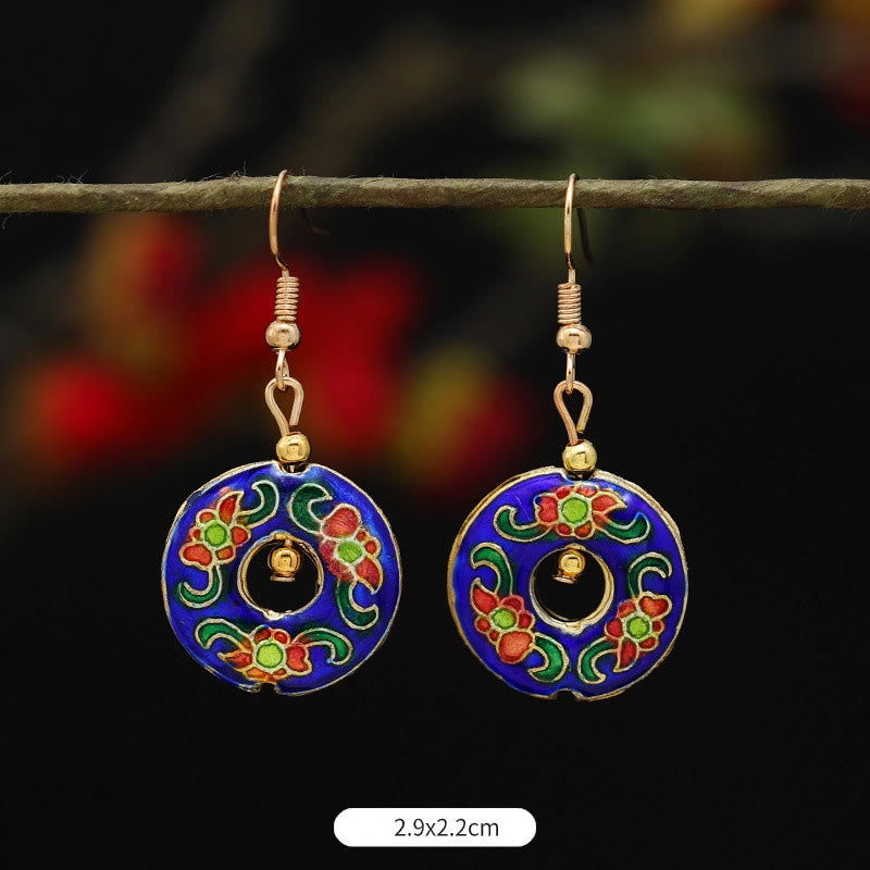 Buddha Stones Lotus Butterfly Flower Alloy Copper Enlightenment Drop Earrings