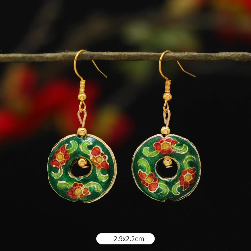 Buddha Stones Lotus Butterfly Flower Alloy Copper Enlightenment Drop Earrings