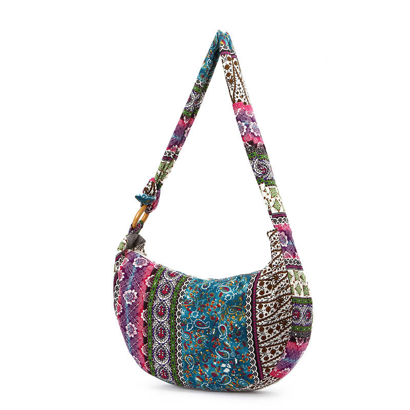 Buddha Stones Cotton Stripes Print Crossbody Bag Shoulder Bag