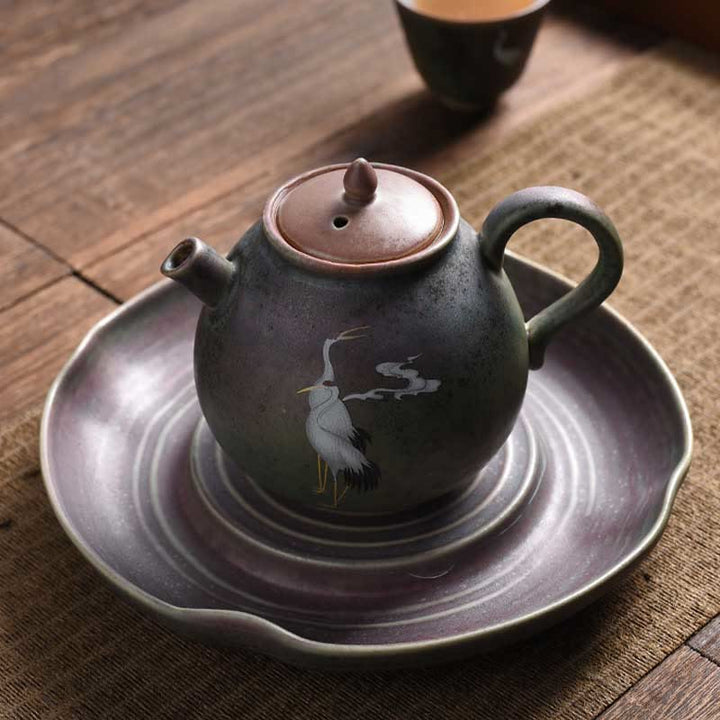 Buddha Stones White Crane Cloud Chinese Gongfu Tea Ceramic Kung Fu Teapot