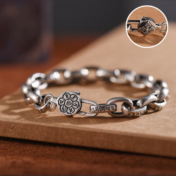 Buddha Stones 925 Sterling Silver Six True Words Wisdom Calm Bracelet - image 1