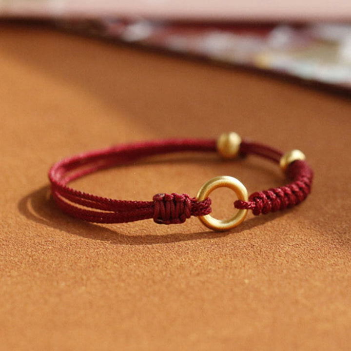 Buddha Stones Alloy Peace Buckle Luck Red String Bracelet