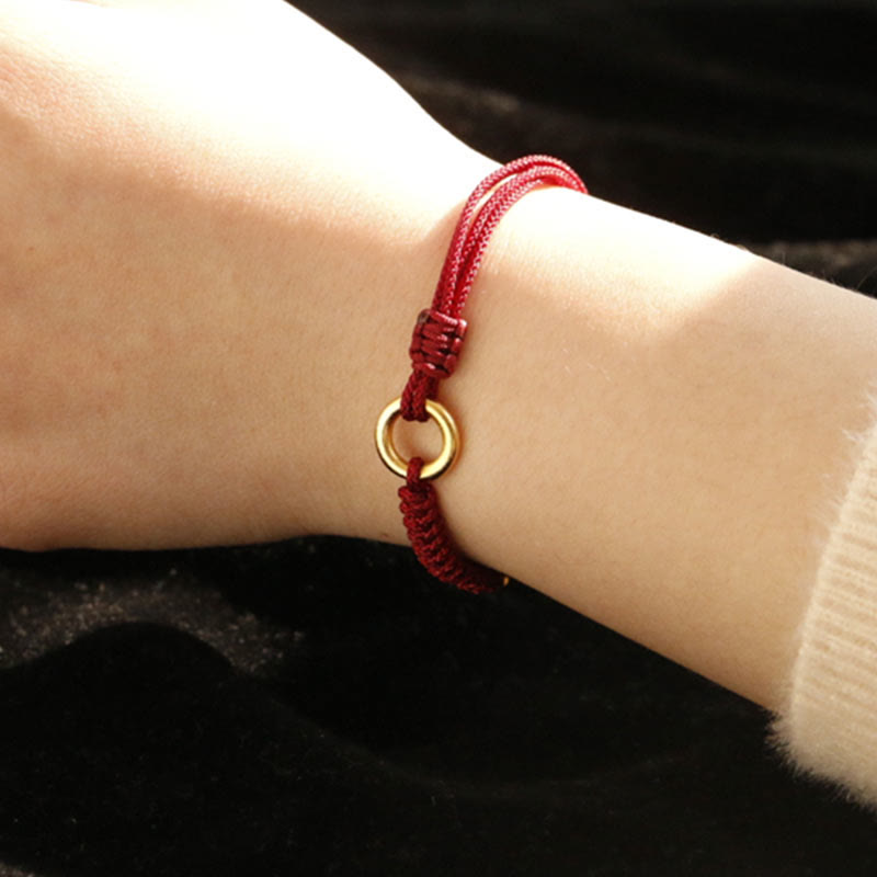 Buddha Stones Alloy Peace Buckle Luck Red String Bracelet