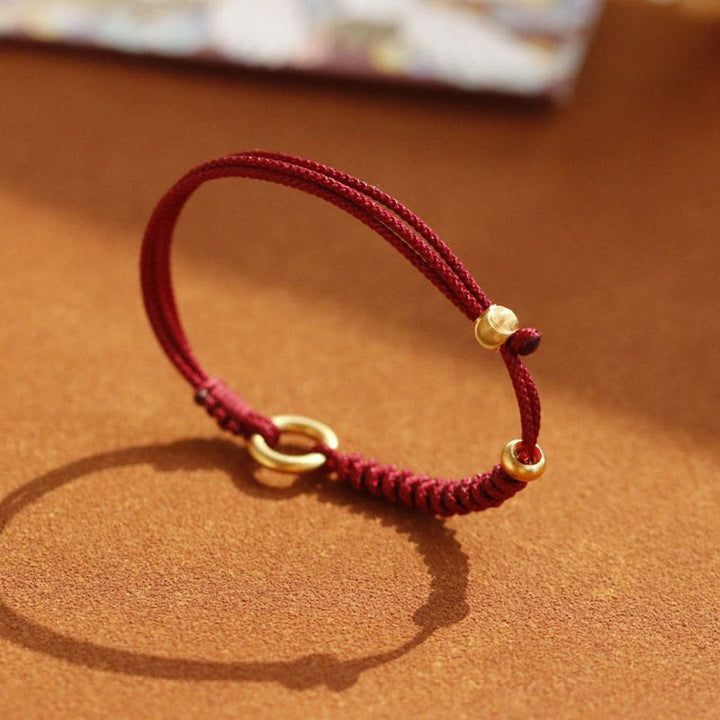 Buddha Stones Alloy Peace Buckle Luck Red String Bracelet