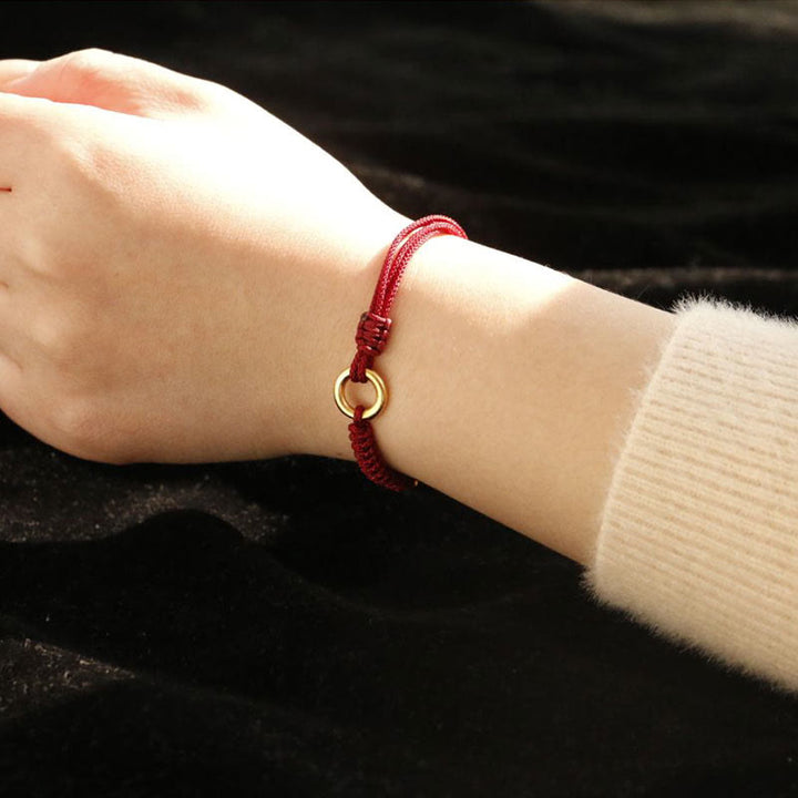 Buddha Stones Alloy Peace Buckle Luck Red String Bracelet