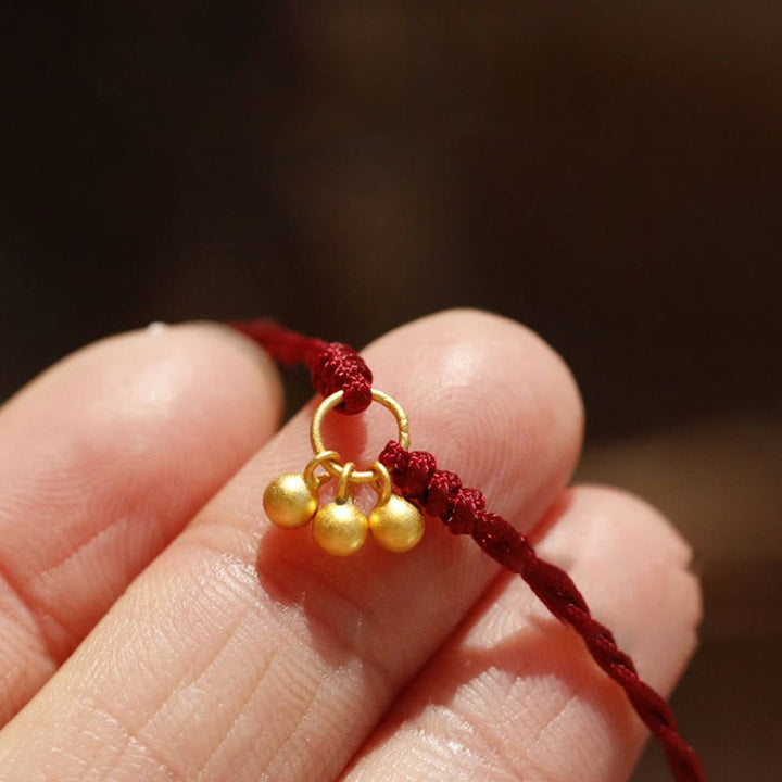 Buddha Stones 925 Sterling Silver Gold Plated Luck Red String Bracelet