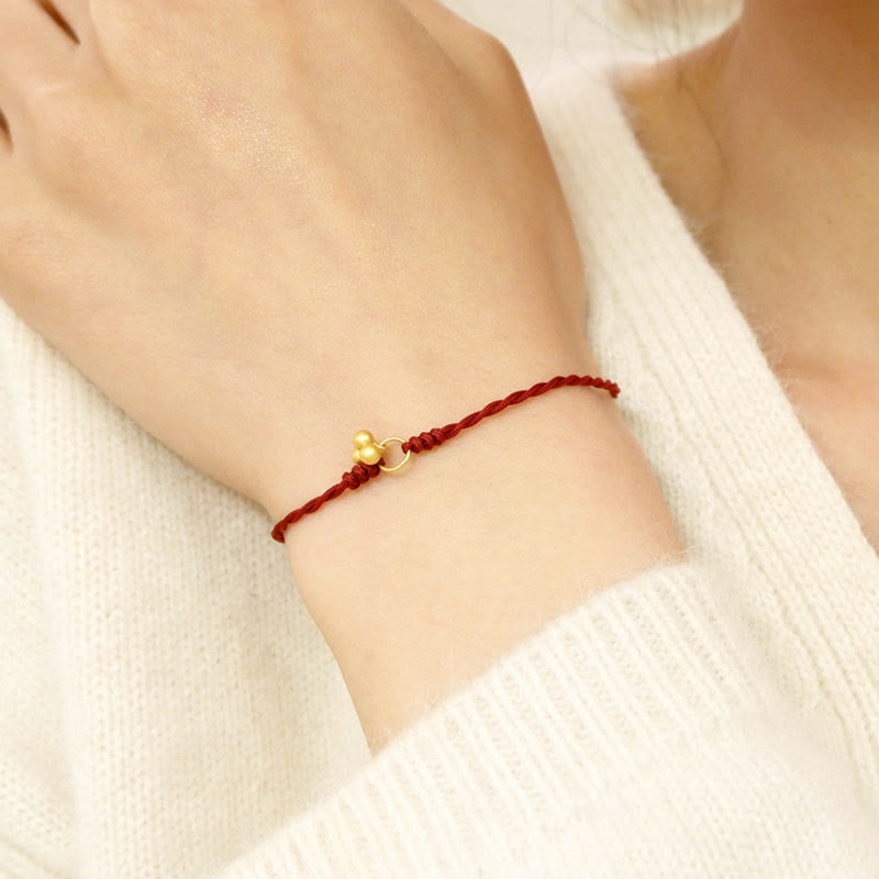 Buddha Stones 925 Sterling Silver Gold Plated Luck Red String Bracelet