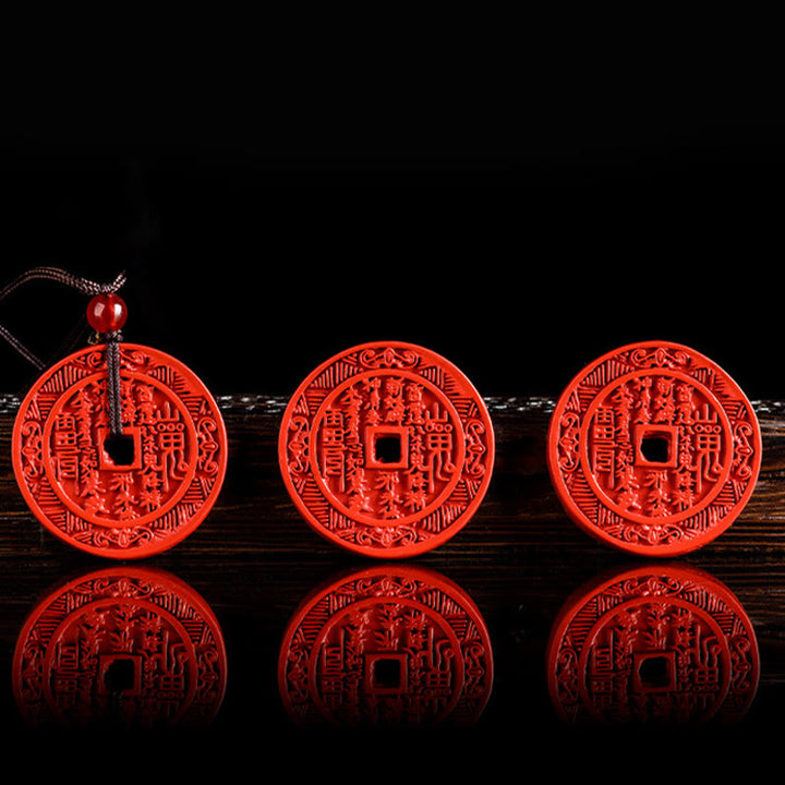 Buddha Stones Natural Cinnabar Mountain Ghosts Spend Money Bagua Design Blessing Necklace Pendant