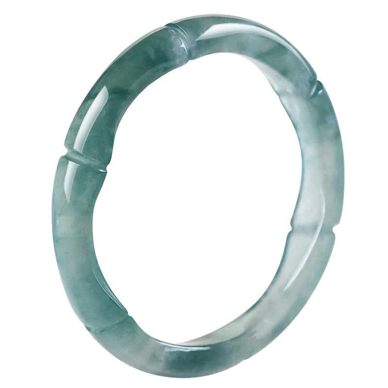 Buddha Stones Natural Jade Bamboo Prosperity Abundance Ring