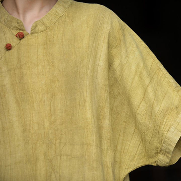 Buddha Stones Handmade Tie Dye Ramie Linen Midi Dress Wide Leg Pants With Pockets - image 9