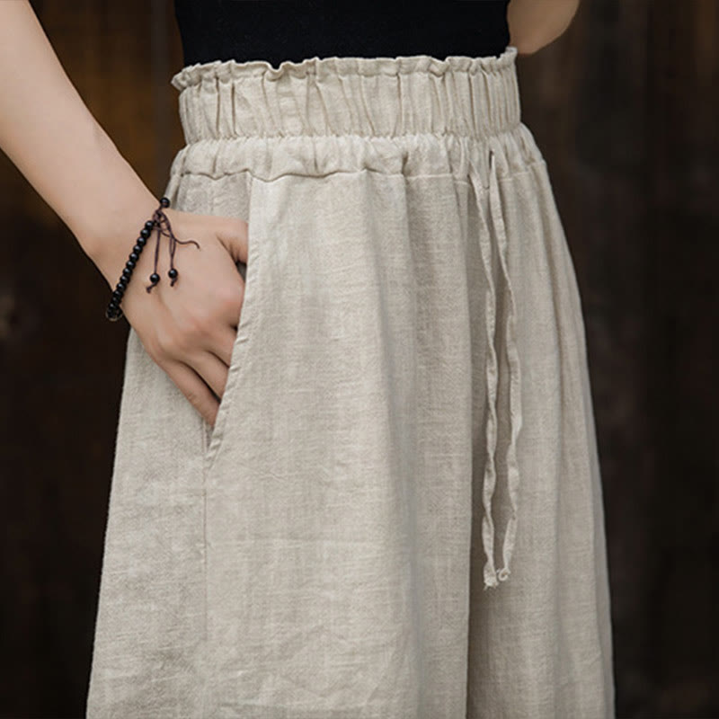 Buddha Stones Handmade Tie Dye Ramie Linen Midi Dress Wide Leg Pants With Pockets - image 22