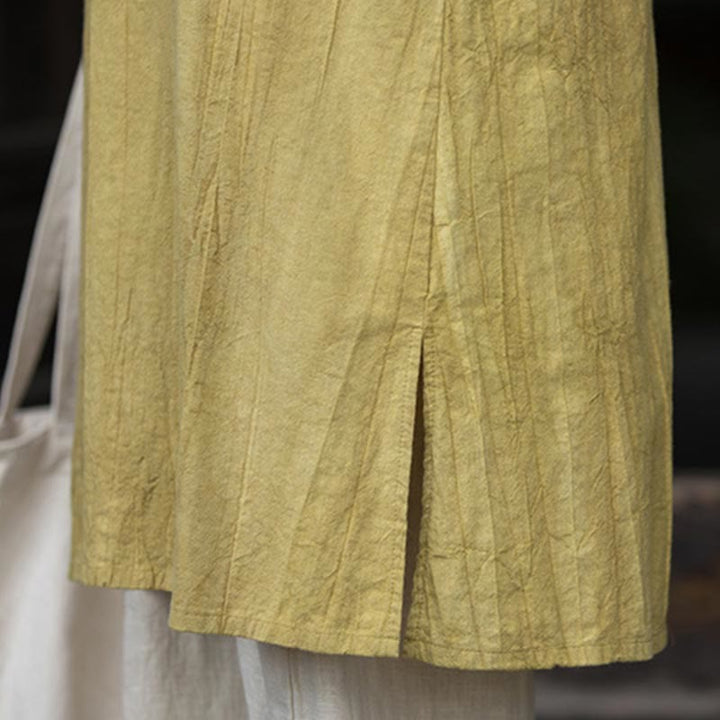 Buddha Stones Handmade Tie Dye Ramie Linen Frog-Button Midi Dress Wide Leg Pants With Pockets - image 31