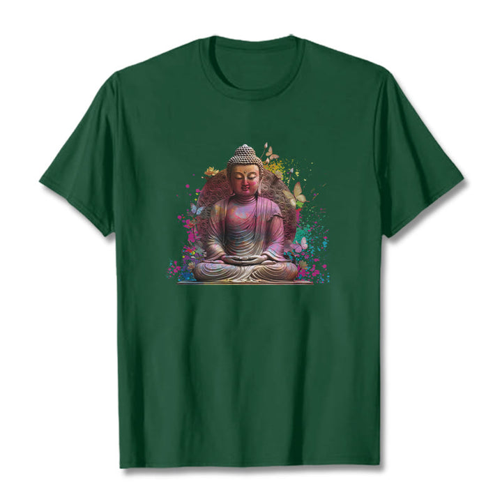 Buddha Stones Butterfly Meditation Buddha Tee T-shirt - ForestGreen - 2XL - image 10