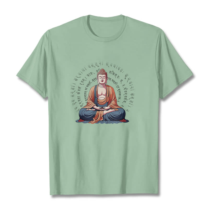 Buddha Stones Sanskrit Heart Sutra Form Is No Other Than Emptiness Tee T-shirt - PaleGreen - 2XL - image 15