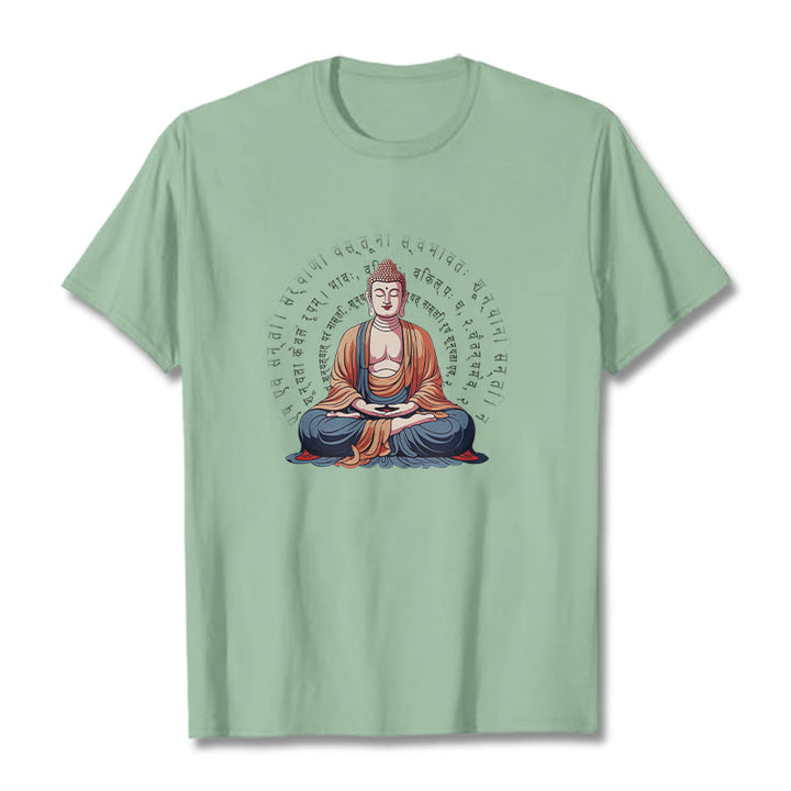 Buddha Stones Sanskrit Heart Sutra Form Is No Other Than Emptiness Tee T-shirt - PaleGreen - 2XL - image 15