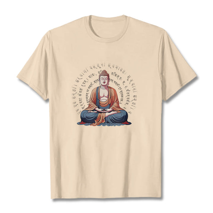 Buddha Stones Sanskrit Heart Sutra Form Is No Other Than Emptiness Tee T-shirt - Bisque - 2XL - image 9