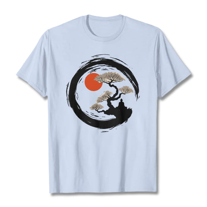 Buddha Stones Red Sun Pine Zen Circle Meditation Buddha Tee T-shirt - LightCyan - 2XL - image 19