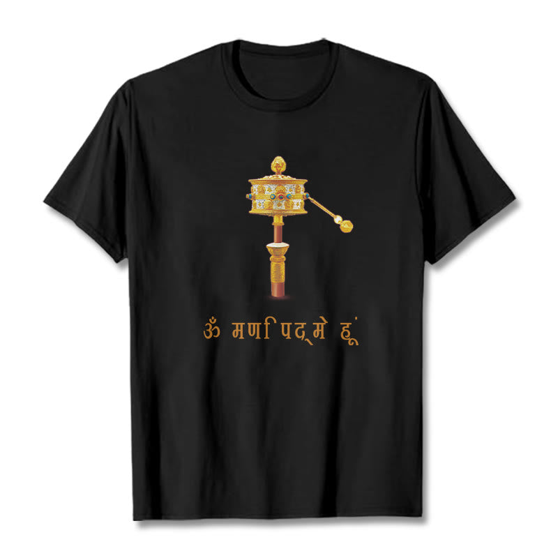 Buddha Stones Sanskrit OM NAMAH SHIVAYA Prayer Wheel Tee T-shirt - Black - 2XL - image 5